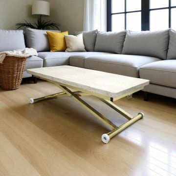 Masuta de cafea, Hanah Home, Home Ext, MDF, Travertin / Auriu