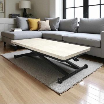 Masuta de cafea, Hanah Home, Home Ext, MDF, Travertin / Negru