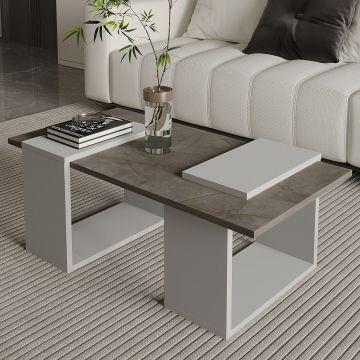 Masuta de cafea, Hanah Home, Matris, 90x37x46.6 cm, PAL, Marmură Gordion / Gri