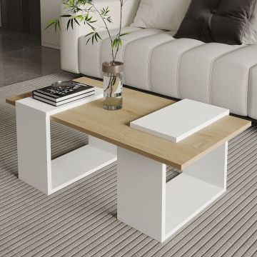 Masuta de cafea, Hanah Home, Matris, 90x37x46.6 cm, PAL, Stejar alb / safir
