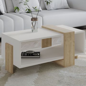 Masuta de cafea, Hanah Home, Meleni, 90x40x49 cm, PAL, Stejar alb / safir