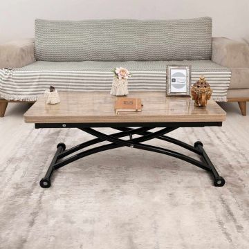 Masuta de cafea, Hanah Home, Mini Juppo Ext, MDF, Antic / Negru