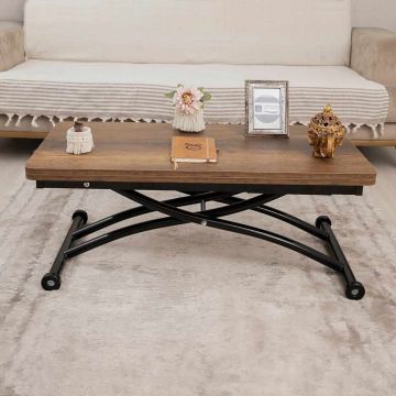 Masuta de cafea, Hanah Home, Mini Juppo Ext, MDF, Nuc închis / Negru
