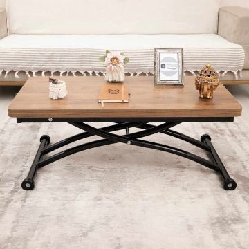 Masuta de cafea, Hanah Home, Mini Juppo Ext, MDF, Nuc / Negru