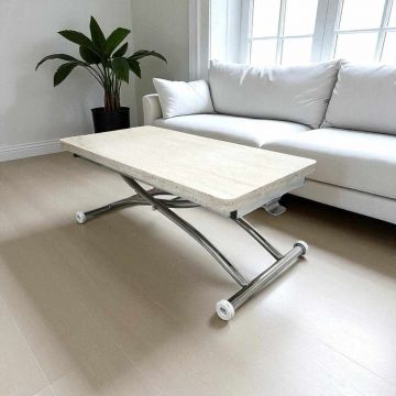 Masuta de cafea, Hanah Home, Mini Juppo Ext, MDF, Travertin / Crom