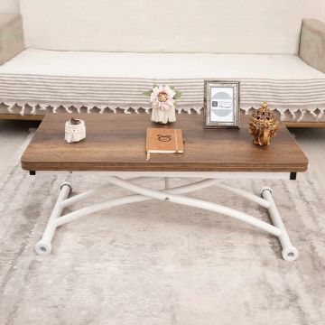 Masuta de cafea, Hanah Home, Mini Juppo, MDF, Nuc/Alb