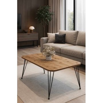 Masuta de cafea, Hanah Home, Peka247P, 90x55x50 cm, PAL, Pin / Negru
