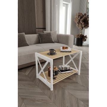 Masuta de cafea, Hanah Home, Pls Room 1, 53x38x33 cm, PLASTIC LEMN, Alb