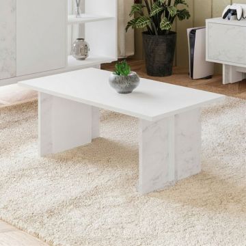 Masuta de cafea, Hanah Home, Ravello, 90x40x50 cm, PAL, Alb / Marmura