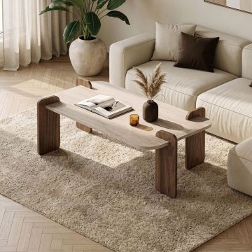 Masuta de cafea, Hanah Home, Renard, 120x35x60 cm, PAL, Travertin / Nuc
