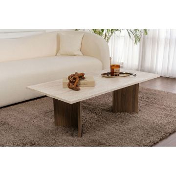 Masuta de cafea, Hanah Home, Sabin, 119x40x60 cm, PAL, Travertin / Nuc Venezia