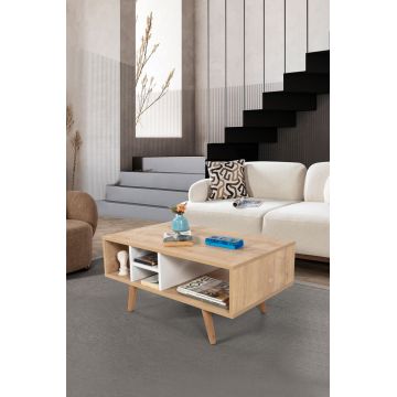 Masuta de cafea, Hanah Home, Sina 2023, 90x43x55 cm, PAL, Stejar Safir / Alb