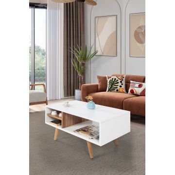 Masuta de cafea, Hanah Home, Venüs 2031, 90x43x55 cm, PAL, Alb/Maro