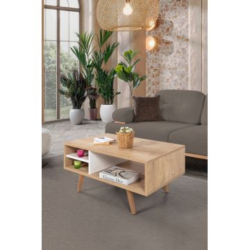 Masuta de cafea, Hanah Home, Venüs 2032, 90x43x55 cm, PAL, Stejar Safir / Alb