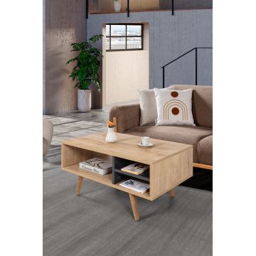 Masuta de cafea, Hanah Home, Venüs 2033, 90x43x55 cm, PAL, Stejar safir / Antracit