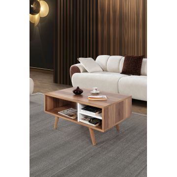Masuta de cafea, Hanah Home, Venüs 2036, 90x43x55 cm, PAL, Nuc/Alb