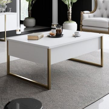 Masuta de cafea Luxe Stand Chic, Aur - Alb, 90x40x60 cm - Alb