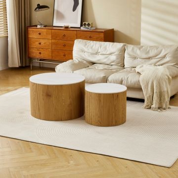 Masuta de cafea Nelba, set 2 piese, 70x70x50 cm - Stejar