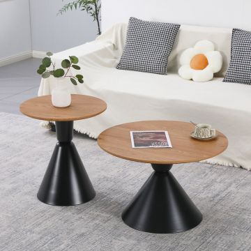 Masuta de cafea Obsidian, Metal, Alb - Negru - Negru
