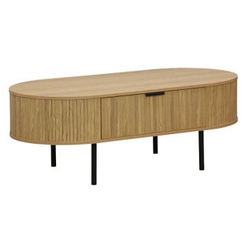 Masuta de cafea Scandi MDF culoare lemn Natural cu picioare metalice, 118x60x44 cm - Natur
