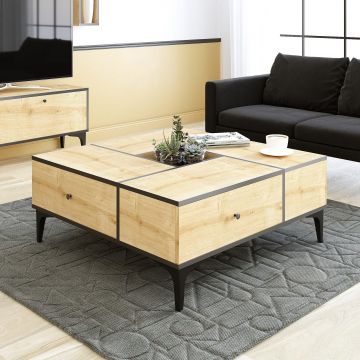 Masuta de cafea Shelfa, Stejar, 105x42x105 cm - Stejar