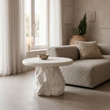 Masuta de cafea Zinol, MDF, Alb, D58x41 cm - Alb
