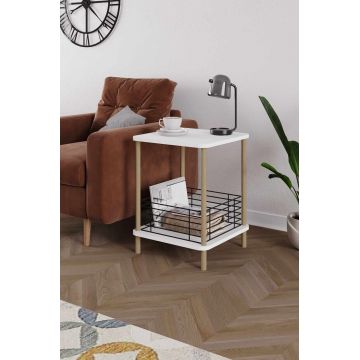 Masuta, Hanah Home, Pk-0026, 45x58x38 cm, PAL, Alb/Negru
