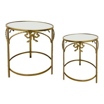 Masuta laterala set 2 bucati Frensia, metal aurit, multiple, 45x45x50 cm - Auriu