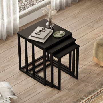 Masute (3 Pieces), Hanah Home, Dublin, PAL, Negru