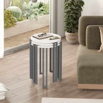 Masute (3 Pieces), Hanah Home, Palma, PAL, Alb / Antracit