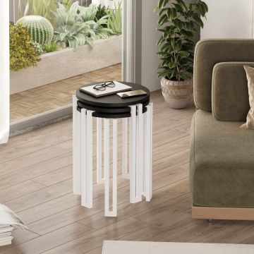 Masute (3 Pieces), Hanah Home, Palma, PAL, Alb/Negru