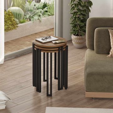 Masute (3 Pieces), Hanah Home, Palma, PAL, Nuc / Negru