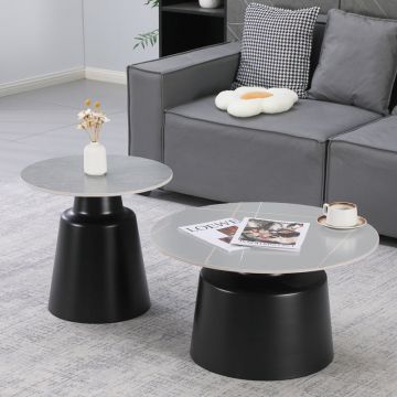Mese de cafea Dualis, Set 2 piese, 70x70x38 cm - Gri