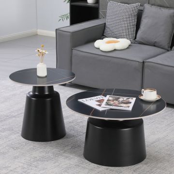 Mese de cafea Dualis, Set 2 piese, 70x70x38 cm - Negru