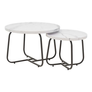 Set 2 mese de cafea Crismory, MDF si metal, 70x70x47 cm