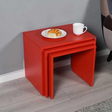 Set 3 Masute Cafea Zigon SHP-103-PP-1 Home Collection®, 55x47x40 cm - Rosu