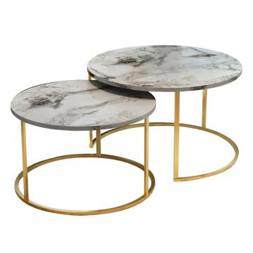 Set de 2 masute de cafea Solme, 60x60x40 cm - Auriu