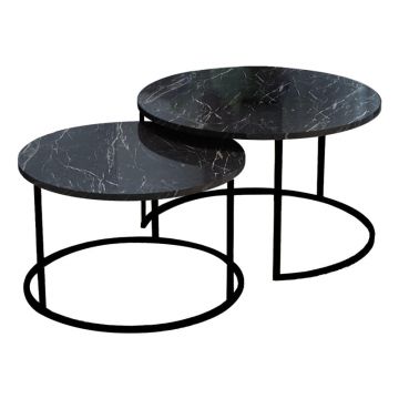 Set de 2 masute de cafea Solme, 60x60x40 cm - Negru