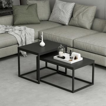 Set Masuta de Cafea Leka - Black, Negru, 60x45x47 cm - Negru