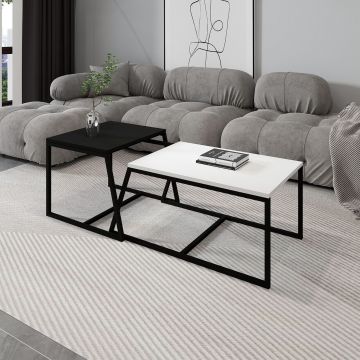 Set masute de cafea, Hanah Home, Minimal, PAL, Alb/Negru