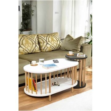 Set masute de cafea, Hanah Home, Peka111-125, PAL, Alb / Antracit