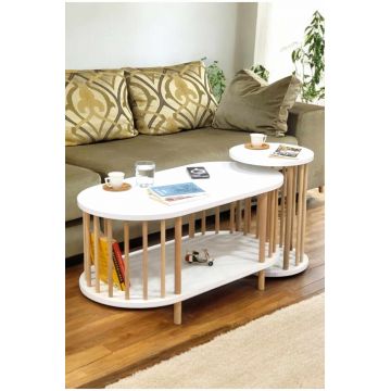 Set masute de cafea, Hanah Home, Peka111-125, PAL, Alb