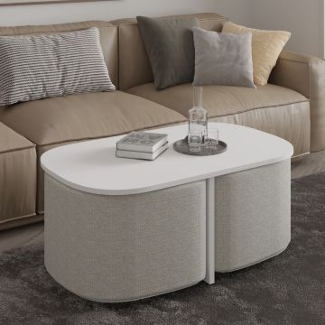Set masute de cafea, Hanah Home, Twin, PAL, Alb
