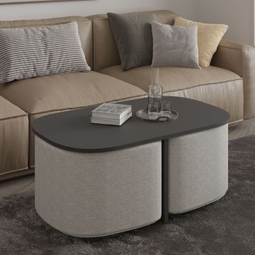 Set masute de cafea, Hanah Home, Twin, PAL, Antracit