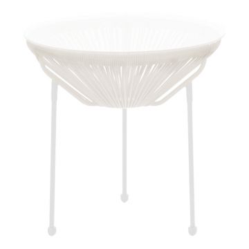 Masă Acapulco, Metal și Rattan, Alb - Negru, 50x52 cm - Alb