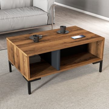 Măsuță de cafea Aurora - 2080, Nuc - Antracit, 90x42x54 cm - Nuc - Antracit