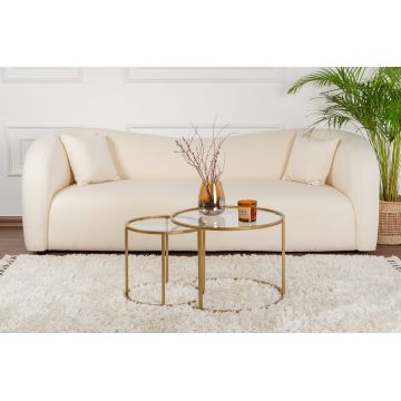 Măsuță de cafea Aurum - 60, 42, Diverse culori, Diverse dimensiuni - Auriu - Transparent / 60x60x43 cm