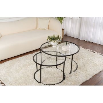 Măsuță de cafea Aurum - 80, 60, Diverse culori, 60x60x39 cm - Negru - Transparent