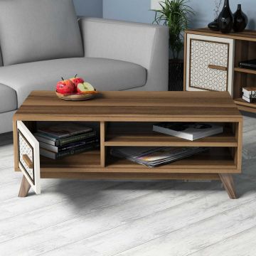 Măsuță de cafea Ayla, Diverse culori, 105x60x38 cm - Nuc - Crem
