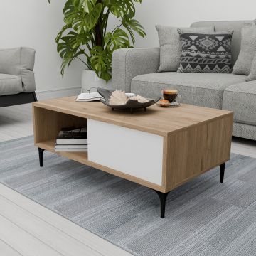 Măsuță de cafea Benito 2099, Stejar - Alb, 90x54x39 cm - Stejar - Alb